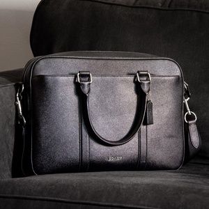 Coach Men's Leather Briefcase | Black Metropolitan Slim Brief